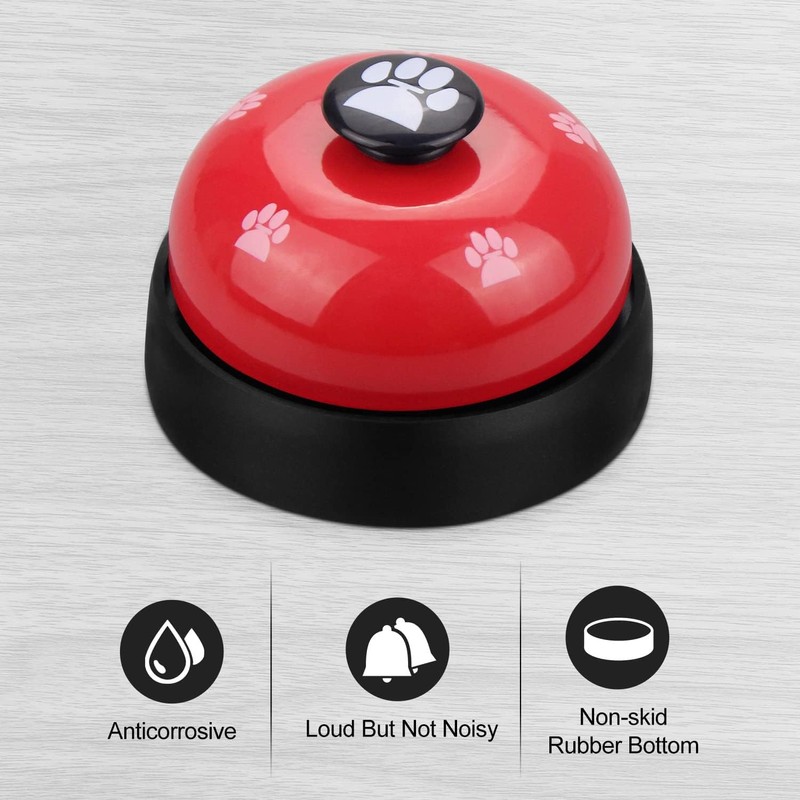 Pet Training Bell, Red and Black, Paw Print Design, Desktop