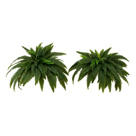 Nearly Natural 48-in UV Resistant Artificial Boston Fern, Set of 2, Large Hanging Fake Plant Wall Decor with 67 Fronds, Faux Fern Vines that Look Real for Home & Garden Decor, Outdoor Porch Decoration