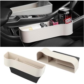 2 organizadores de relleno para asiento de coche, con soporte para tazas y puerto de carga, relleno de fibra de carbono fresco para coche, protector