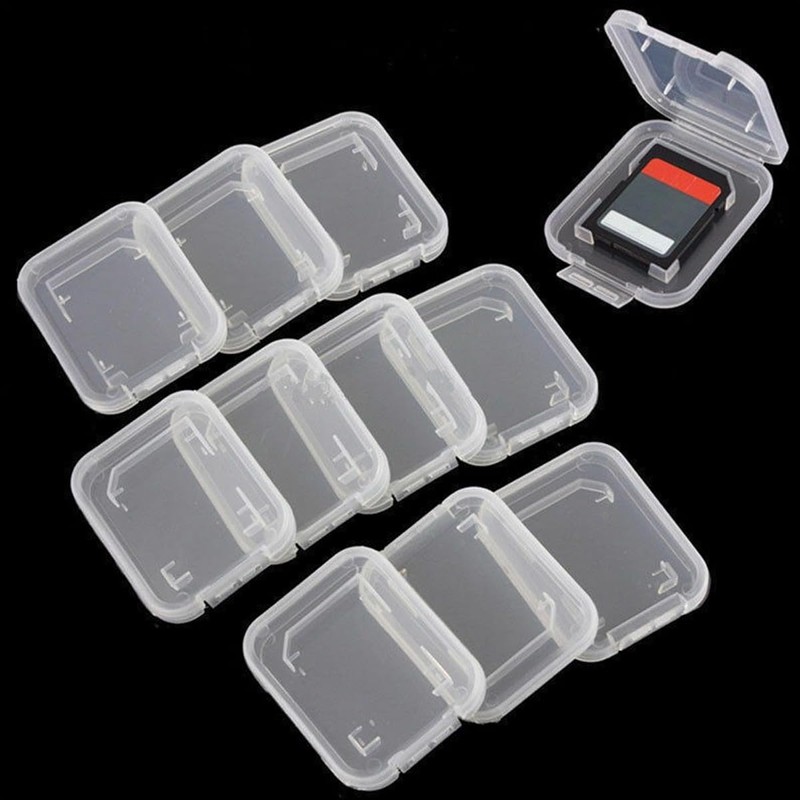 AIMALL 10PCS Transparent SD SDHC Memory Card Holder, Rigid Plastic