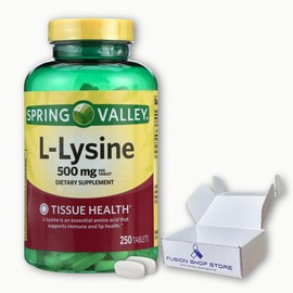 Spring Valley L-Lysine- 500mg 250 Tablets(Pack of 1), Boxed by Fusion Shop Store