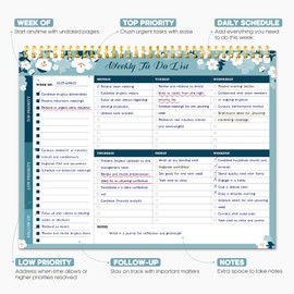 Weekly To Do List Notepad with 52 Undated Sheets（8.5"×11"）- Weekly Desk Planner for Women & Man, Work and Home - Blue Breeze