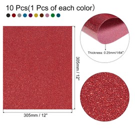 sourcing map Heat Transfer Vinyl, 12" x 10" Glitter HTV Vinyl Iron on Vinyl Bundle Sheets for DIY Shirts, Bags, Socks, Multicolored