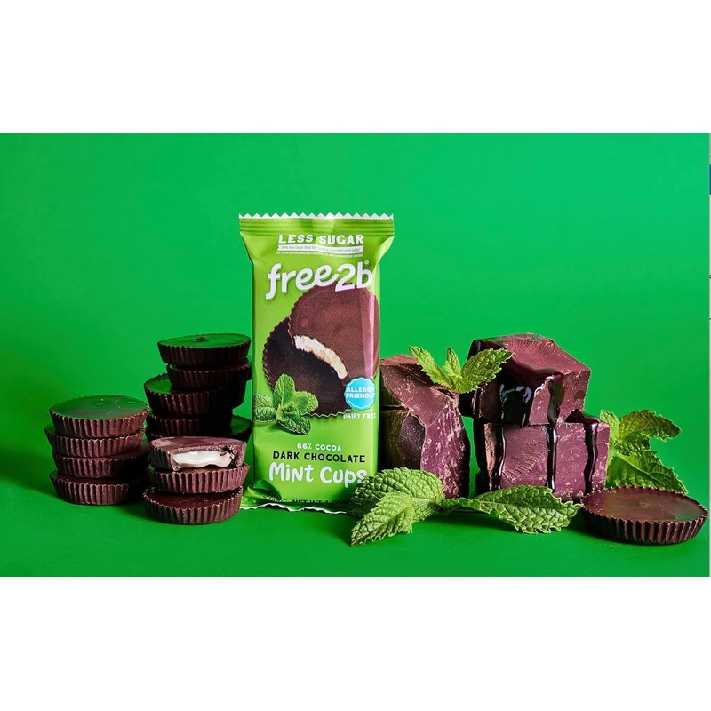 Free2b Dark Chocolate Mint Mini Cups, Safe for School and