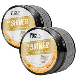 VOGLIA HOMBRE 2 Pack Pomada brillante para peinar Barba, cabello y bigote. Fijación flexible. 100g