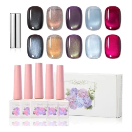 Esmalte Semipermanente Gel Efecto Ojo Gato 12 Ml+ Iman, 5pcs