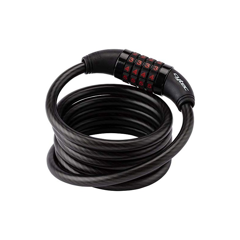 CYTEC Spiral 180 Code Cable Lock, Black, One Size