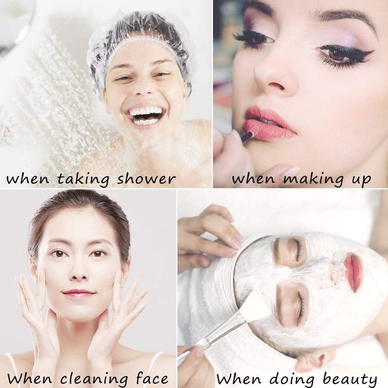 Disposable Shower Cap, Waterproof Transparent Plastic Shower Cap, Hair Protection