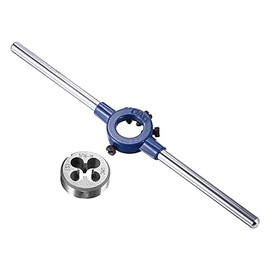 uxcell Round Die Stock Handle Wrench Set, 5/16-18 UNC Threading Die and 25mm Die Holder (Capacity: 16mm-25mm / M7-M8) with 5 Adjustable Screws