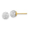 14K Solid Yellow Gold Post 6mm Rhinestone Crystals Ball Stud