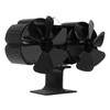 Double Heads Fireplace Fan 6 Blades Thermal Power Black Stove