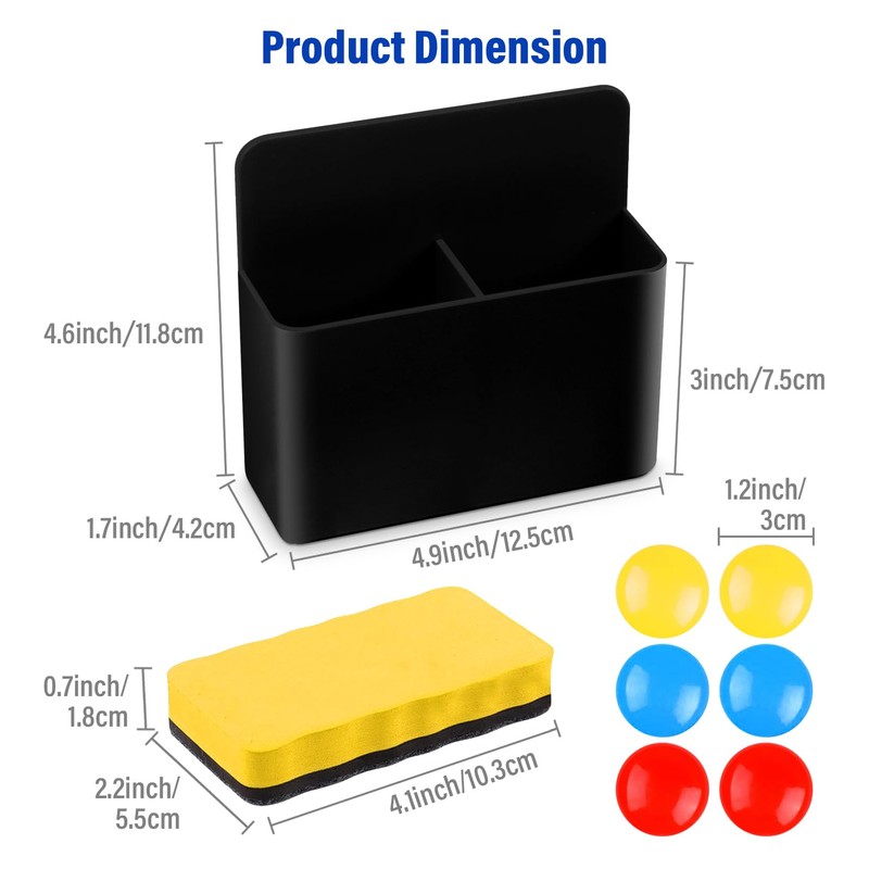 Keinlan 2Pcs Magnetic Pen Holder & Organizer for Whiteboard Fridge