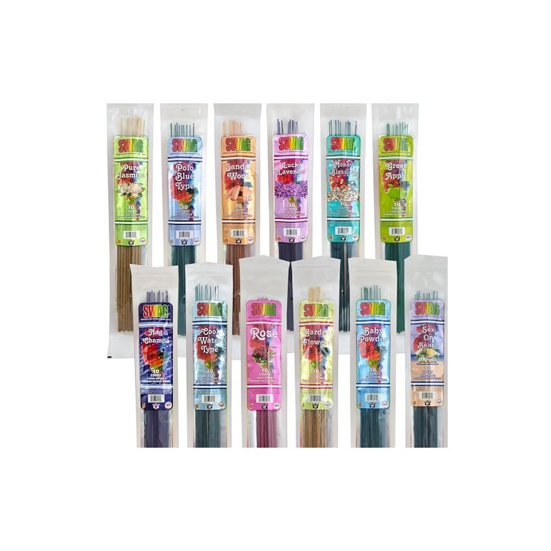 Swag 11" Hand Dipped Perfume Incense Sticks 10-Stick Packs -