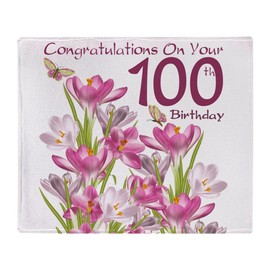 CafePress 100Th Birthday Pink Crocus Throw Blanket Soft Fleece Throw Blanket, 60"x50" Stadium Blanket
