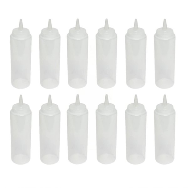 TrueCraftware-Set of 12 Squeeze Condiment Dispensing Bottles 8 oz Clear-
