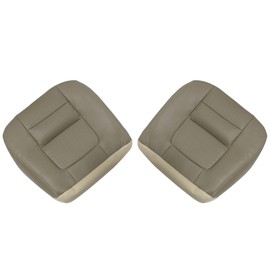 SecosAutoparts Driver & Passenger Side Bottom Leather Seat Covers Parchment Tan Compatible with Ford F250 F350 Lariat 2001