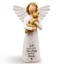 BORLESTA Cat Memorial Gifts, Pet Loss Sympathy Gift, Cat Gifts for Women, Pet Memorial Cats Remembrance Gift, in Memory of Cats Statue Hand-Painted Figurines (Brown)