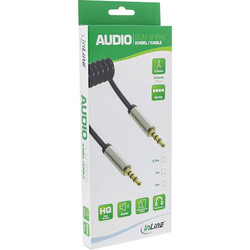 InLine 99272 Slim Audio Spiral Cable Jack 3.5 mm ST/ST,