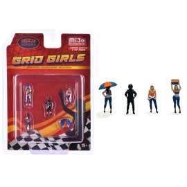 DCD Limited Edition 5 Piece 1/64 Scale Diecast Figure Set Grid Girls 4 People & 1 Umbrella Worldwide 3600 Pieces for Minifigures