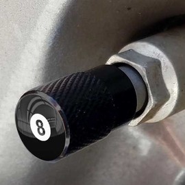 Tricktoppers Vivid Black Anodized Billet Aluminum Tire Wheel Valve Stem Dust Caps For Cars Trucks Trailers SUV's RV's Motorcycles Bikes And More (Set Of 4) 8 Pool Ball