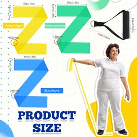 Gemscream 3 Pcs Chair Exercise Program Exercise Equipment for Seniors 3 Resistance Bands and 2 Handles for Physical Therapy Stretching Recovery Pilates, Strength Training and Yoga Starter Kit