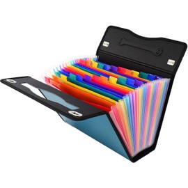 CNK Accordion File Folders with 24 Pockets Organizer for Document Paper Storage Folder Documents Expanding Binder Folio Pocket Receipt Filing Expandable Files Dividers Labels Letter Durable Handle