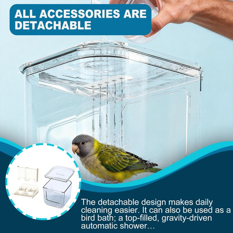 Pcmursal No Mess Bird Feeder for Cage, Hanging Bird Bath