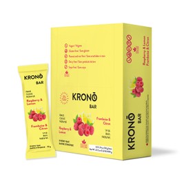 Krono Nutrition Energy Bar - Made with Natural Ingredients - Vegan - Gluten Free - Nuts Free - Soy Free - 50 gram per bars - 12 bars per box (12 count, Raspberry & Lemon)