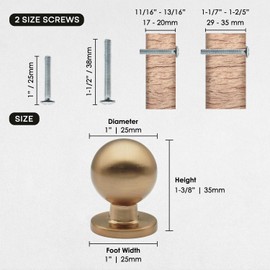 FURFITT 10 Pack Champagne Bronze Ball Cabinet Knobs 1 Inch/25mm Diameter Solid Zinc Alloy Brushed Bronze Drawer Dresser Knobs Kitchen Cupboard Bathroom Furniture Hardware