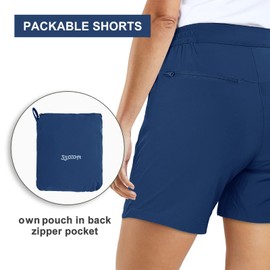 33,000ft Women's Hiking Shorts Quick Dry 5" Cargo Shorts Stretch Lightweight Summer UPF50+ Shorts for Golf, Camping, Traveling, Running Deep Blue 14