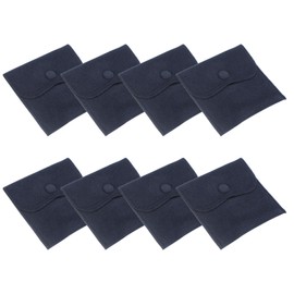 PATIKIL 4x4 Inch Jewelry Pouch, 8 Pcs Soft Velvet Pouches with Snap Button Portable Storage for Rings Necklace Bracelet Earring Watch, Dark Blue