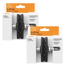 SERFAS V Brake Shoe Bicycle MTB Cross Bike Replacement Brake Pads Front and Rear Set (4 Pieces), All Weather Type, Sound Reduction, Simple Package