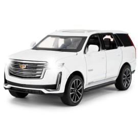 LOVEPOSELY 1:32 Scale Car Model Compatible for Collectible Escalade SUV Diecast Toy Vehicle, Zinc Alloy Pull Back Toy Car with Sound and Light for Adult Boys Girls 3 4 5 6 7 8 (White)
