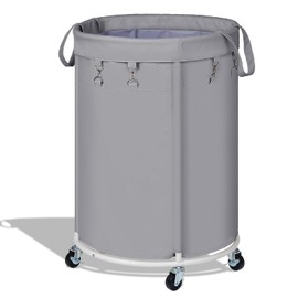 efluky 150L Laundry Basket with Wheels, Large Rolling Laundry Hampers with Handles for Bathroom, Bedroom & Laundry Room, Grey