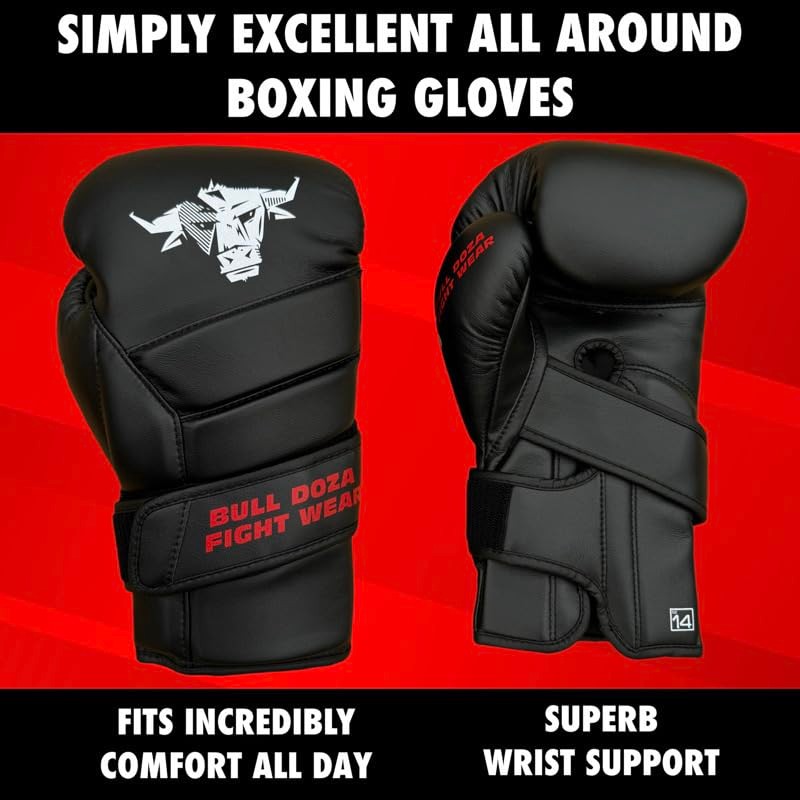 Pair of Bull Doza 14oz Boxing Gloves Built-In Wrist Support