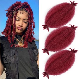 SIXERSI Marley Twist Braiding Hair Extensions Afro Spring Twist Hair 12 Inches Burgundy Red Cuban Twist Marley Hair Island Micro Springy Afro Kinky Twist Crochet Hair Braiding 12in-3-Bug#
