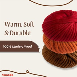 Softy Yarn Bulky Weight 6-Pack Composed of Merino Wool | Ultra-Soft Yarn Spun for Knitting & Crocheting for Sweaters, Blankets & Accessories | 100g, 49 Yards per Ball | Medallion