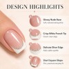 Uñas Postizas Francesas Medianas A Presión, Acabado Nude Brillante, Con