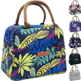 Hyhxich Lunch Bag for Women, Insulated Lunch Box for Women Men Work Adult, Large Capacity Reusable Cooler Containers for Picnic Travel Office or Beach(Leaves)