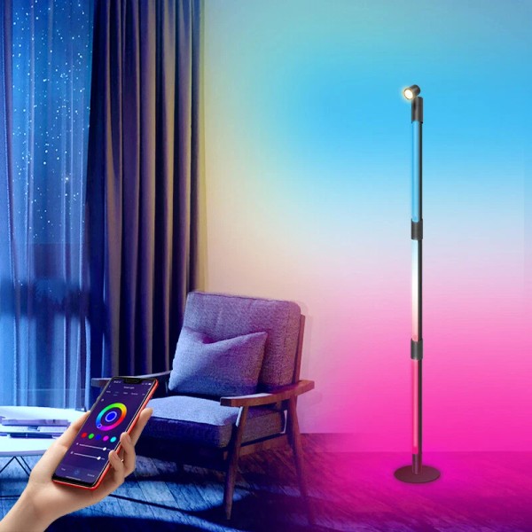 53" RGB LED Corner Floor Lamp RGBIC Ambient Light App