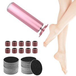 KBIBCK Dermaglide Hornhaut Entferner, Dermaglide Pro Hornhaut Entferner, Derma Glide Hornhautentferner, Footglow Hornhautentferner with 60 Pieces Sandpaper Pads Für Tote, Harte, Rissige Haut (Rosa)