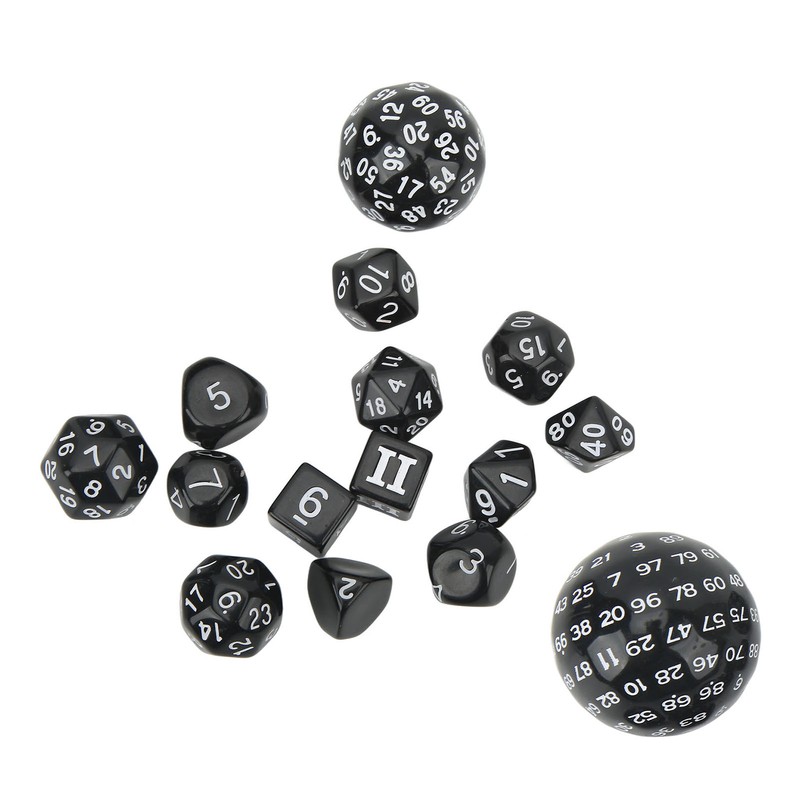 15Pcs Polyhedral Dice Set Acrylic D3 to D100 Table Gaming