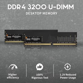 DATO 32GB (16GBx2) RAM, DDR4 3200MHz PC4-25600 CL22 1.2V 288-Pin Non-ECC unbuffered dimm, Desktop Memory Module