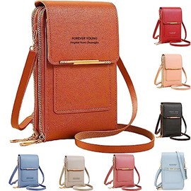 Anti-Theft Leather Bag,Small Crossbody Cell Phone Purse Wallet for Women,Touchscreen Phone Purse Crossbody with Shoulder Strap,RFID Blocking Messenger Shoulder Handbag with Credit Card Slots