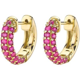 Dainty Chunky Colorful Small Hoop Earrings for Women Cartilage Cute Post Gold Plated Cubic Zirconia Birthday Huggie Hoops Hypoallergenic Fashion Jewelry (Pink, One size)