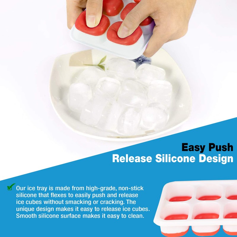 4 Pack Ice Tray Durable & Flexible, Silicone 14 Ice