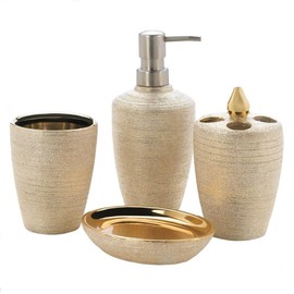 Wowdeal Gold Shimmer Porcelain Bath Accessory Set