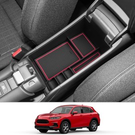 CDEFG 2023 2024 2025 HR-V Center Console Organizer Tray for 2023 2024 2025 Honda HRV Armrest Tray Storage Box Secondary Insert Tray Coin Container 2023 2024 2025HR-V Sport EX-L LX Accessories (Red)
