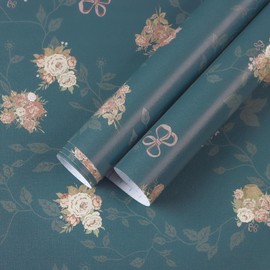 Heroad Floral Peel and Stick Wallpaper Blue and Pink Contact Paper Floral and Leaf Boho Wall Paper Renter Friendly Removable Self-adhesive Waterproof for Bathroom Bedroom Cabinet and Drawer 17.3"x137"