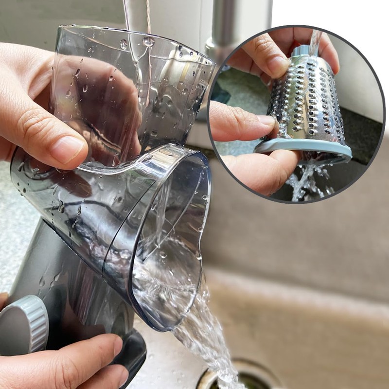 Rotary Cheese Grater Shredder with Handle Handheld Round Mandoline Vegetable